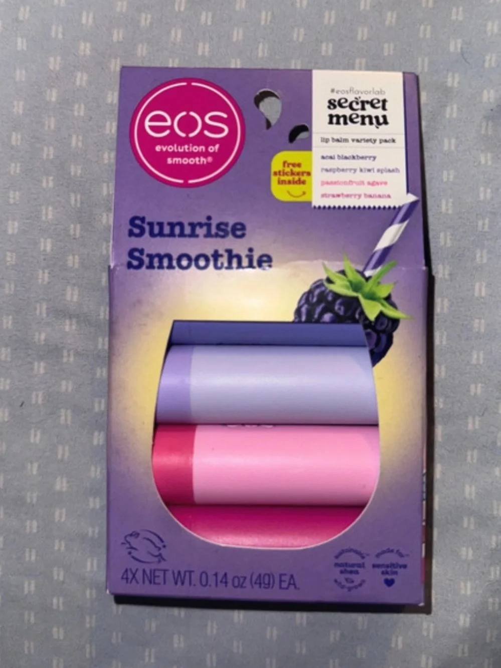EOS flavor lab secret menu sunrise smoothie eos lip balm set